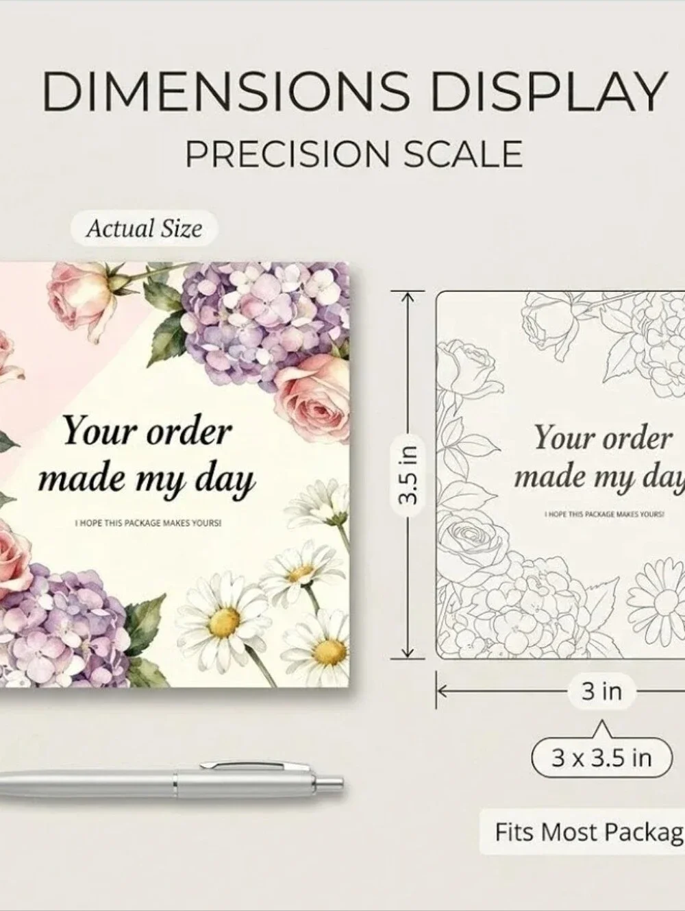 Floral 'Your Order Made My Day' Thank You Cards 40 Cards